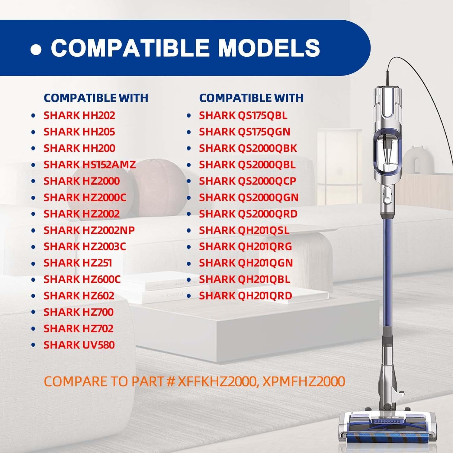 HZ2002 Filter for Shark HZ752 HZ2000 HZ251 HZ600 HZ600C HZ602 UV580 HZ700 HZ702 HZ251 HS152AMZ Vertex UltraLight DuoClean PowerFins Corded Stick Vacuum - Part — image 2