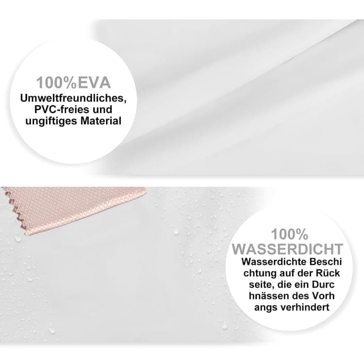 12 Hooks Waterproof Shower Curtain Solid Color Gray, 180 × 180 cm, Mildew Resistant PEVA for Bathroom — image 5