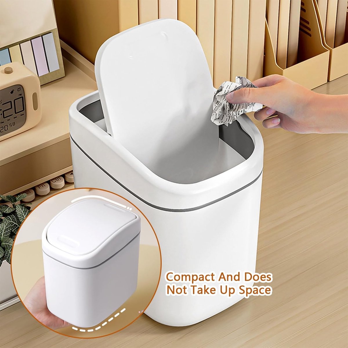Countertop Waste Bins - Car Trash Can - With Flip-Up Lid - Small Countertop Waste Bin - Mini Trash Can - Tabletop Waste Bin - Plastic Trash Can - Bathroom — image 4