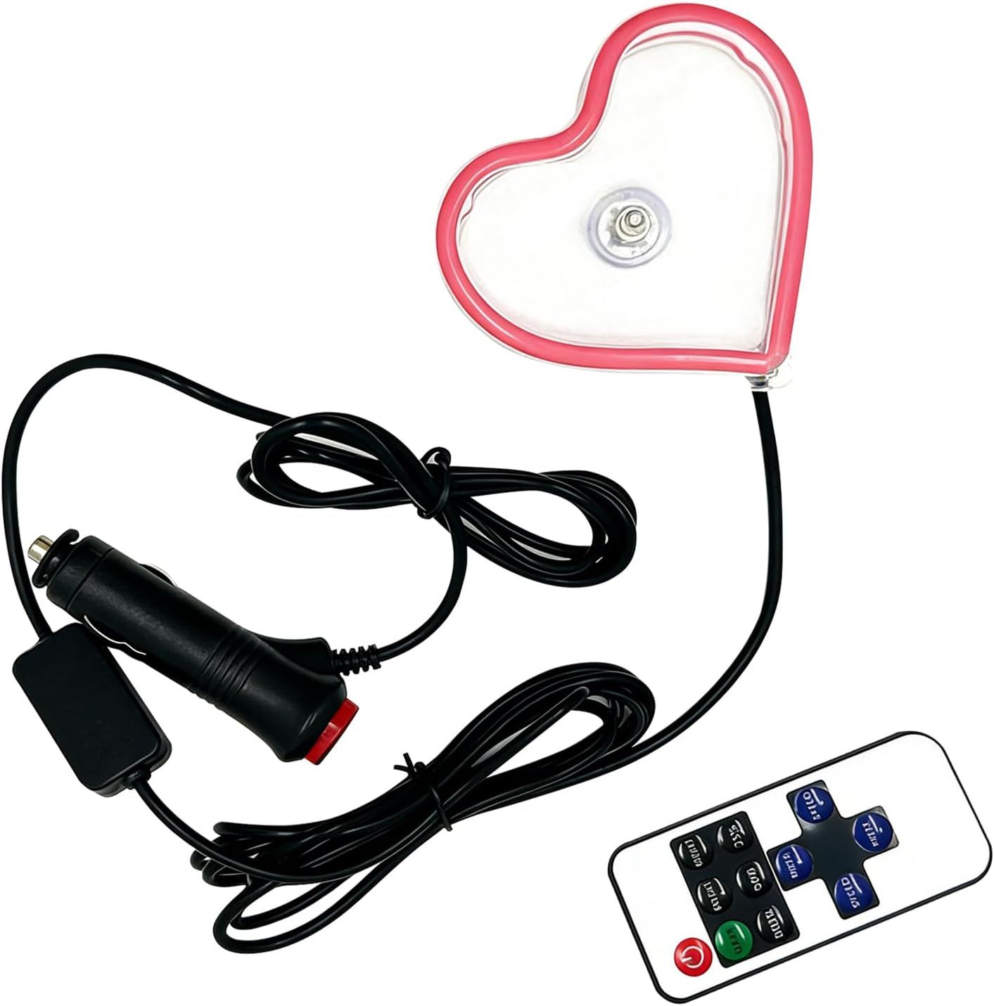 Car LED Ambient Light, Heart-Shaped Neon Window Light with Suction Cup, IP65 Waterproof 5 Modes Night Lighting Decoration, Romantic Mood Interior