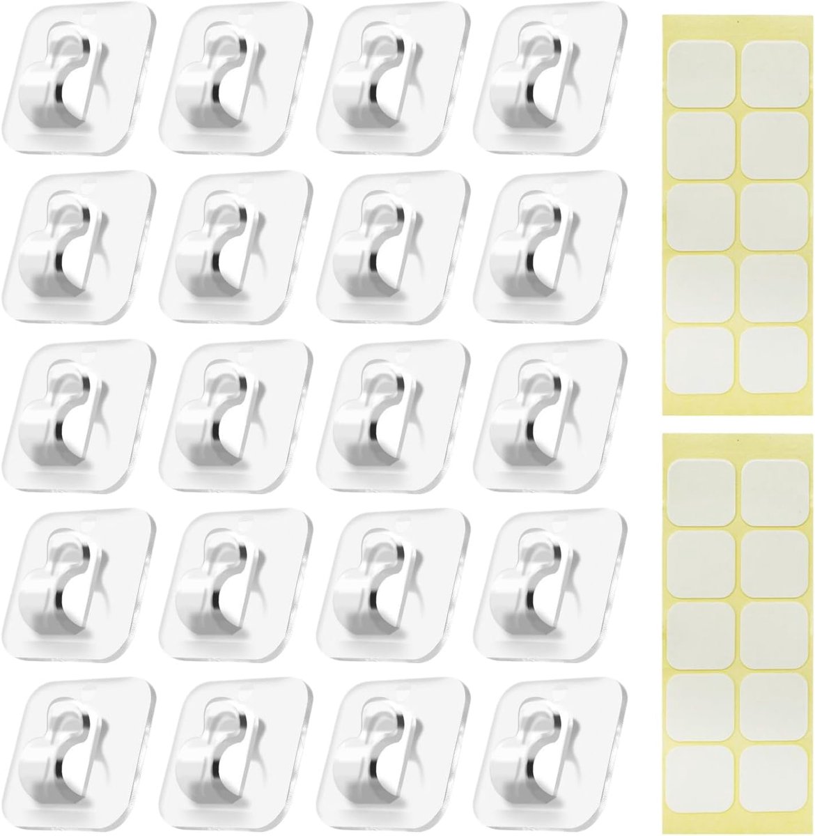 Hooks - Mini Light Clips | Self-Adhesive Lighting Hooks - Cable Holder Organizer - Set of 20 Hooks incl. Adhesive Strip