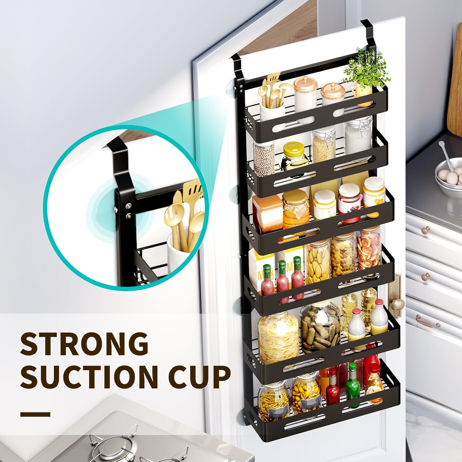 CARLA HOME 6 Tier Over the Door Organizer with Adjustable Metal Pantry Storage Rack and Hanging Baskets for Kitchen and Bathroom — image 4