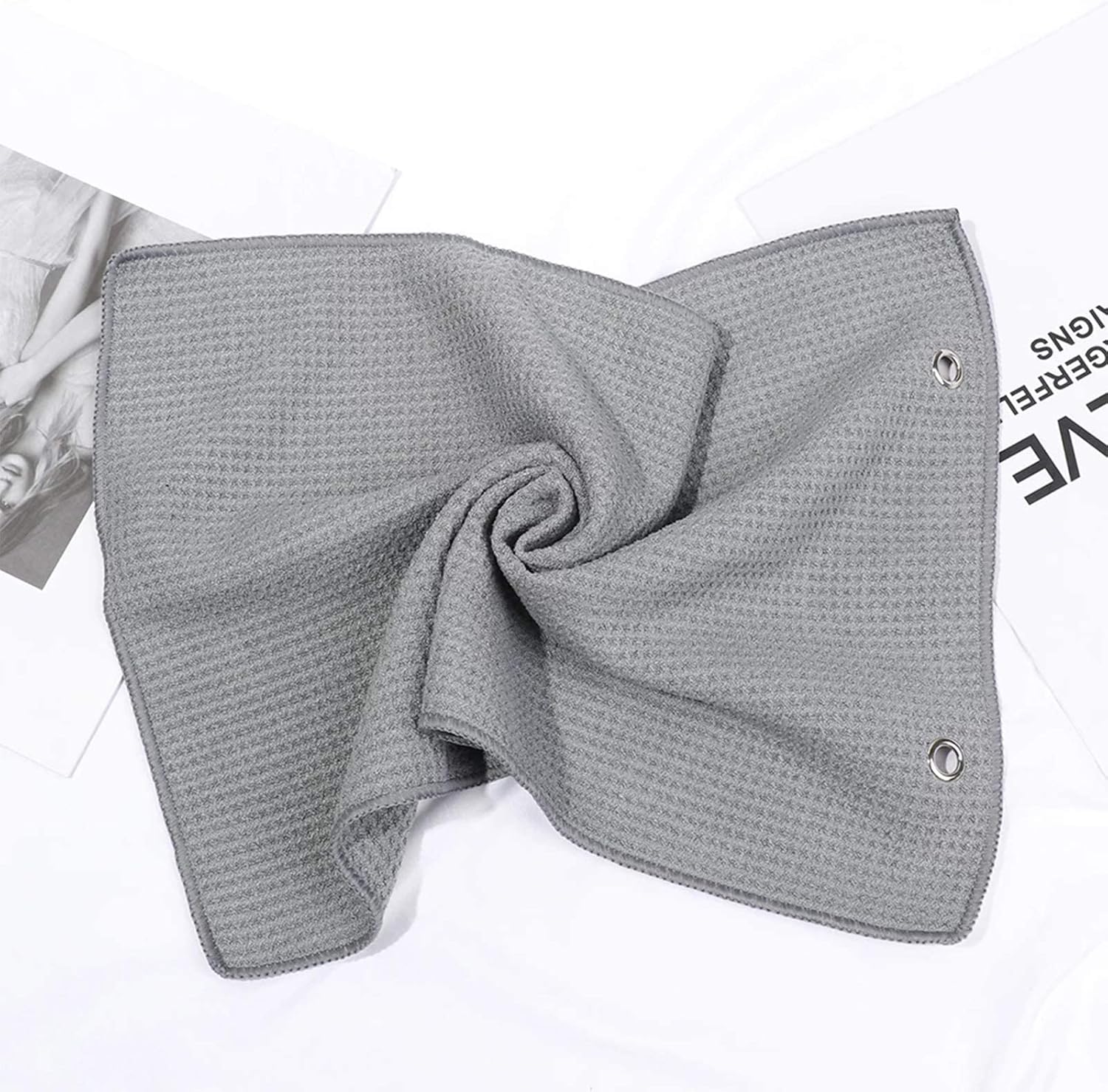 Golf Towel,2 PackPremium Microfiber Fabric Waffle Pattern Towels,Heavy Duty Carabiner Clip (2 Pcs,2 Colors) — image 3
