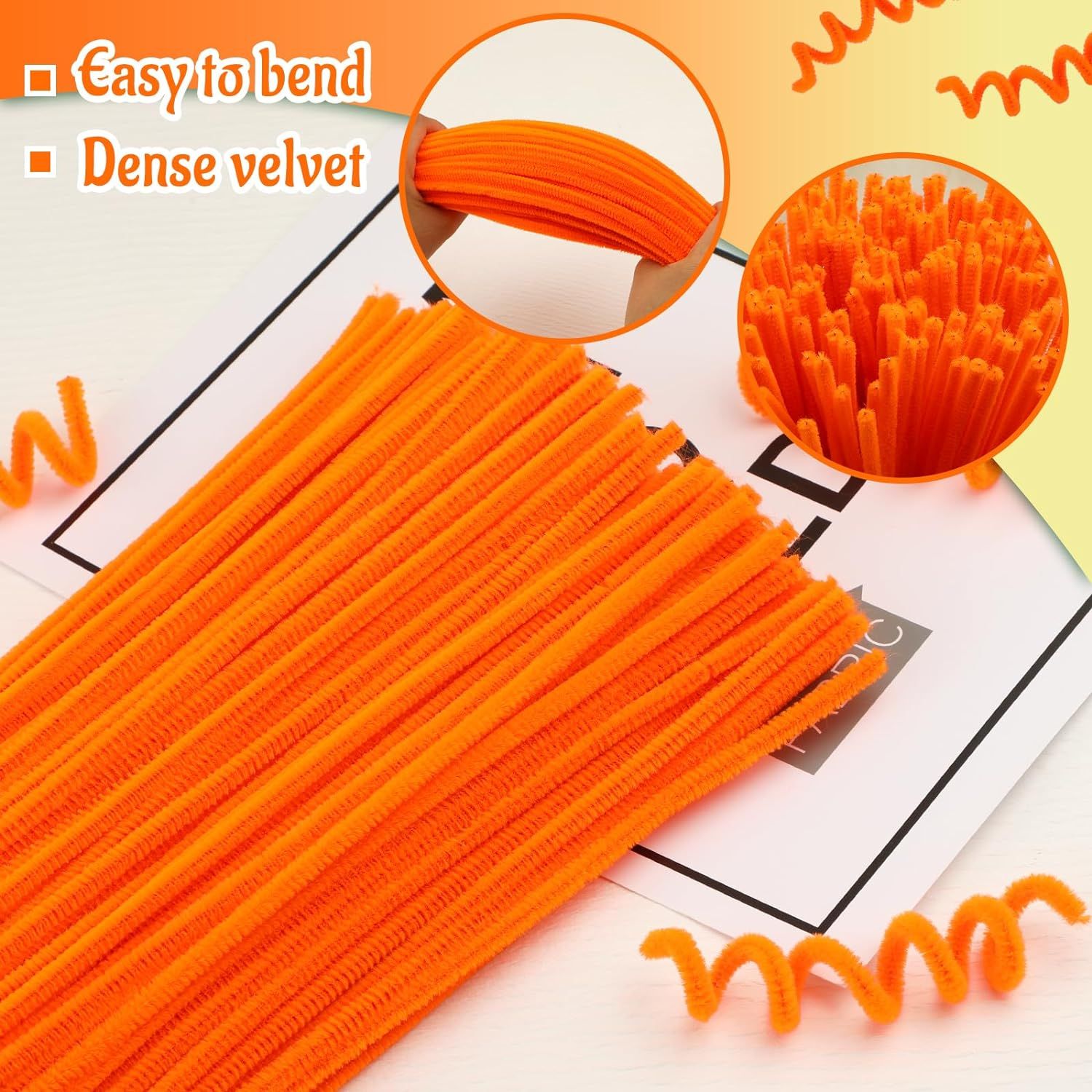 Pipe Cleaners Craft, 100pcs Orange Pipe Cleaner for Making Carrot, 6mm X 12" Orange Stems Pipe Cleaner — image 5