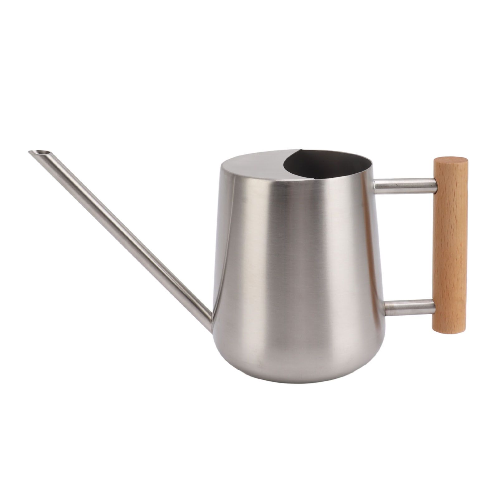 Watering Can 900ml Stainless Steel Long Spout Wooden Handle Elegant Flower Watering Pot for Garden Family Outdoor Silver Color — image 2
