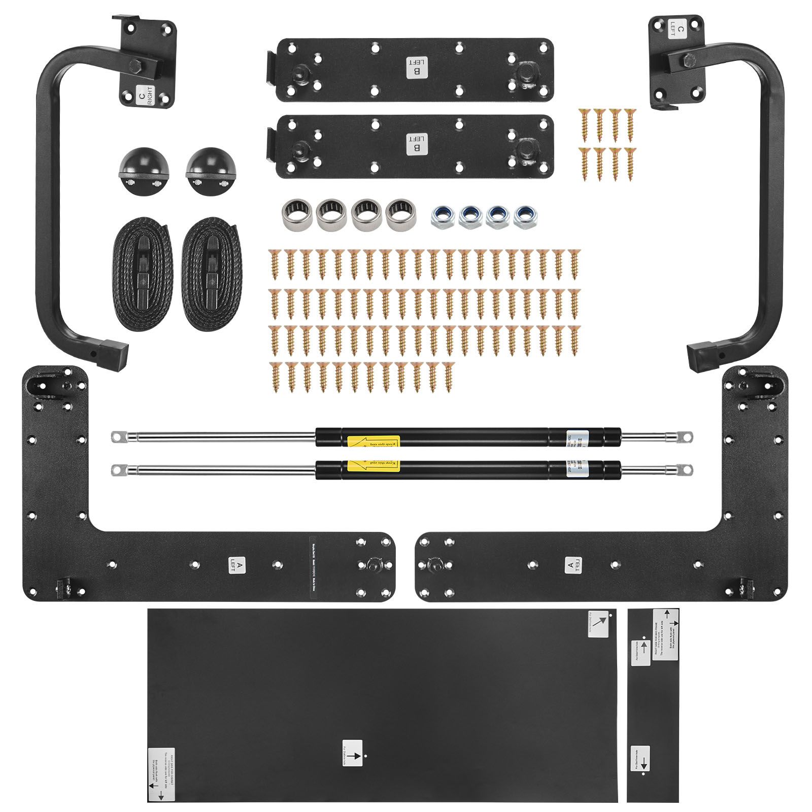 Murphy Bed Kit, Queen Size, Vertical Deluxe DIY Wall Bed Mechanical Hardware Kit, Pneumatic Lever Heavy Duty Bed Frame Support, Folding Cabinet Wall Bed Space