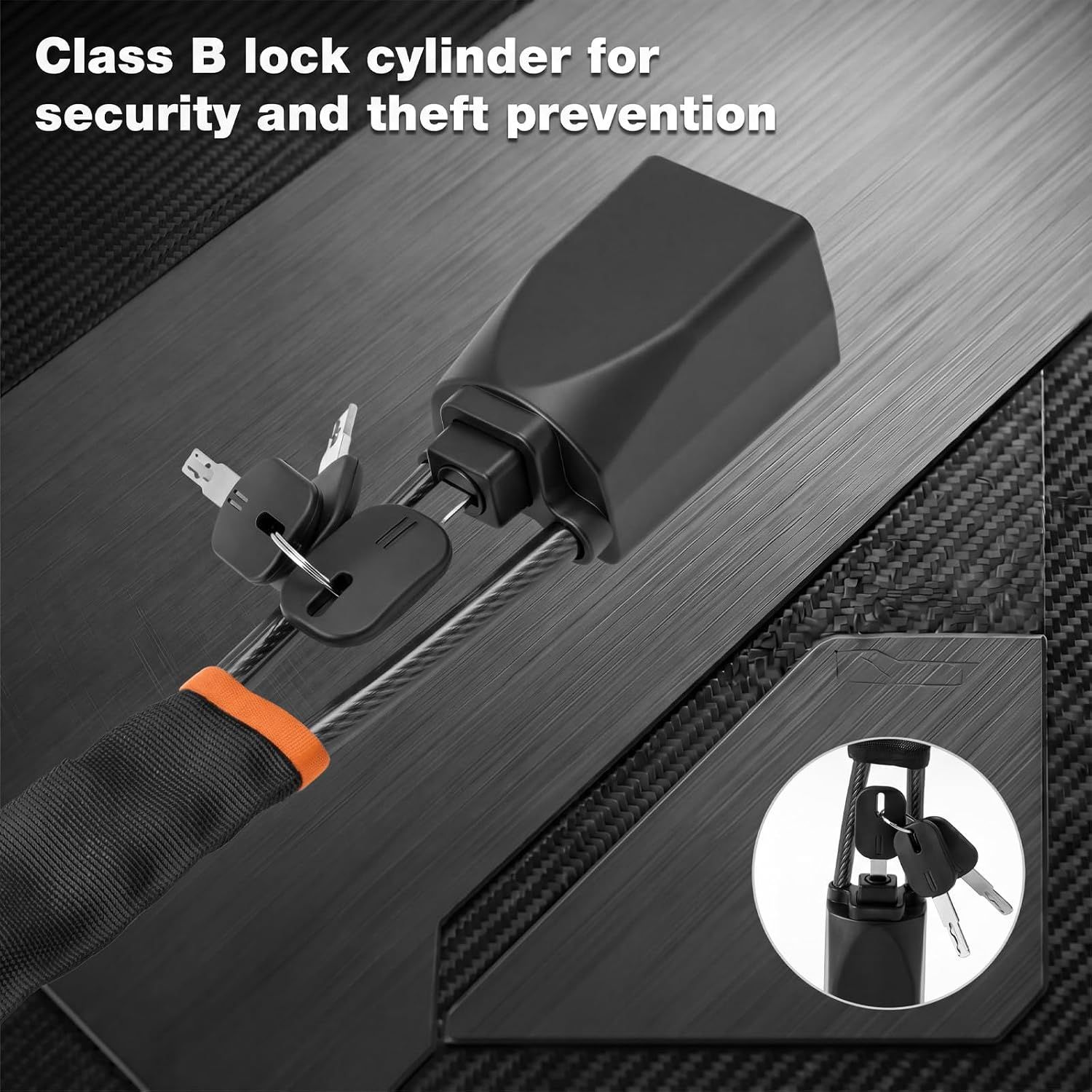 2 Set Yellow 28 Inch Car Steering Wheel Anti Theft Lock - Universal Steel Cable Anti Shear Seat Belt Lock with 3 Keys and Protective Sleeve, Waterproof and โ image 3