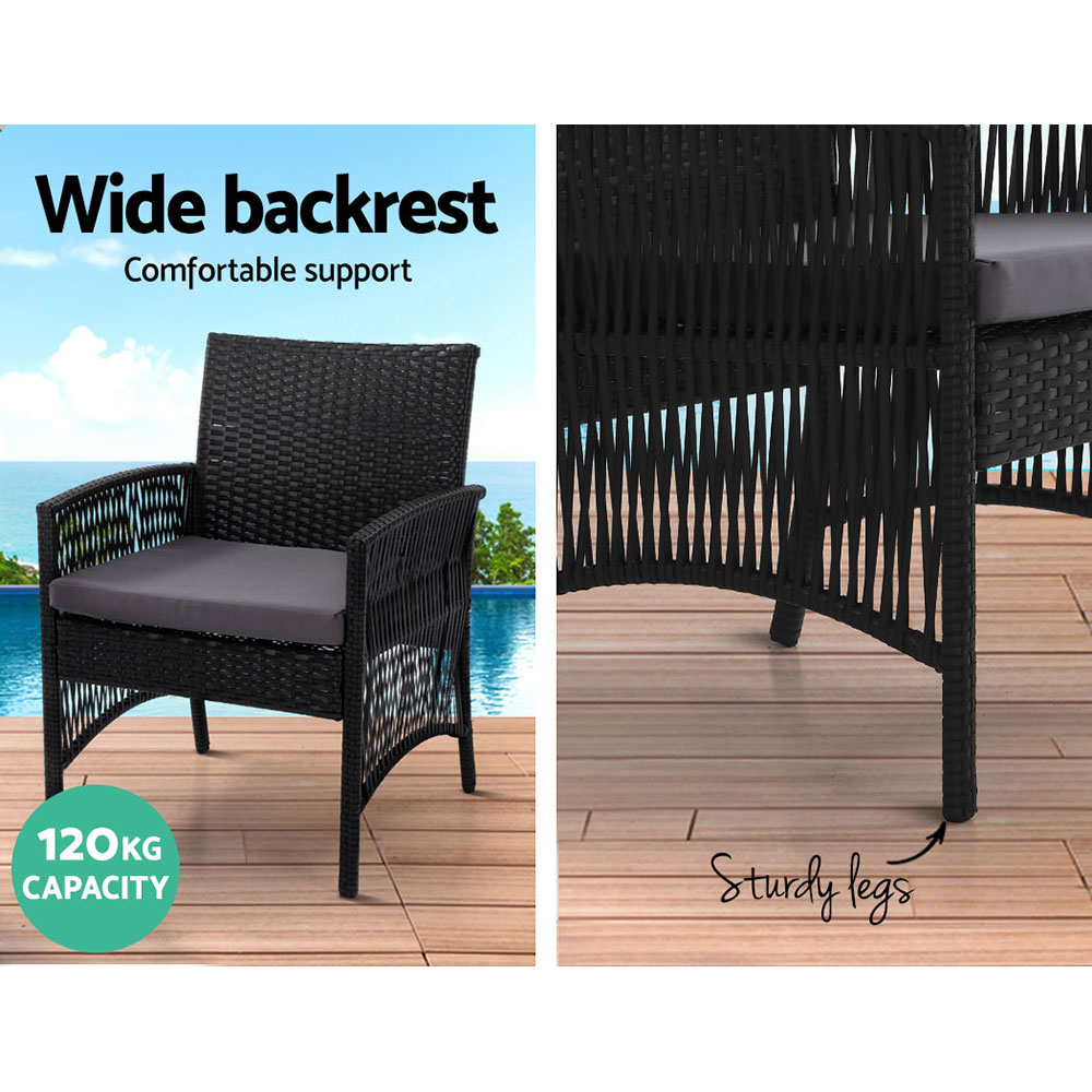 Gardeon 4PCS OutdoorSofa Set with Storage Cover Wicker Harp Chair Table Black โ image 5