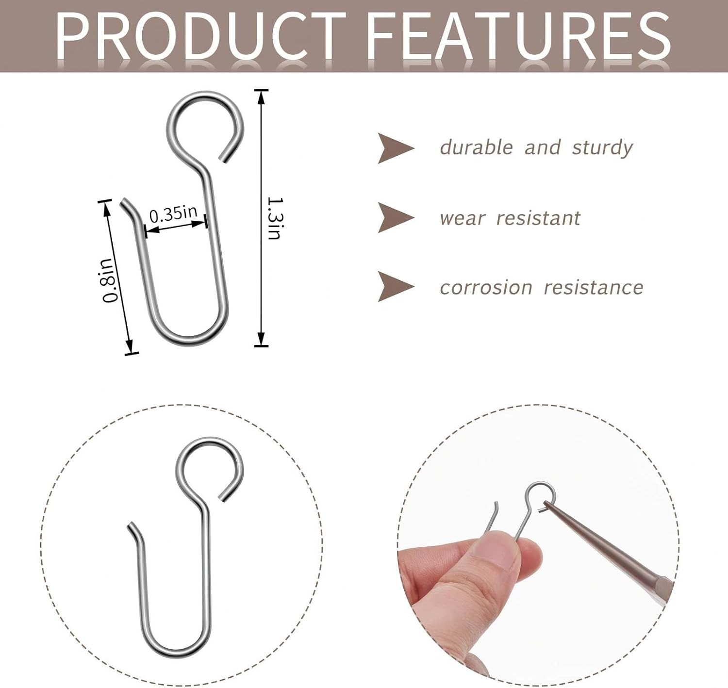 60 Pcs Metal Curtain Track Hooks S Shaped Small Curtain Metal Drape Wire Hooks for Ceiling Drape Track (Silver) โ image 2