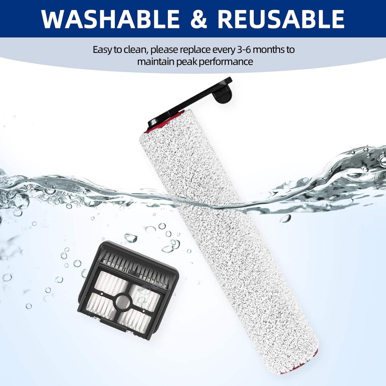 H12 Pro Brush Roller and Filter Replacment Compatible with Dreame H12 Pro, H12 Dual Cordless Wet Dry Vacuum Cleaner - 2 Brushrollers+ 4 Vacuum Filters +1 — image 6