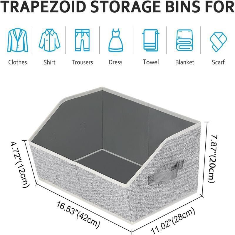 2 Pack Dog Toy Basket, Collapsible Cat Dog Toy Bin with Handles, Fabric Trapezoid Dog Toy Box Storage for Pet Dogs Toys,Blankets,Clothes and Accessories (Gray) โ image 5