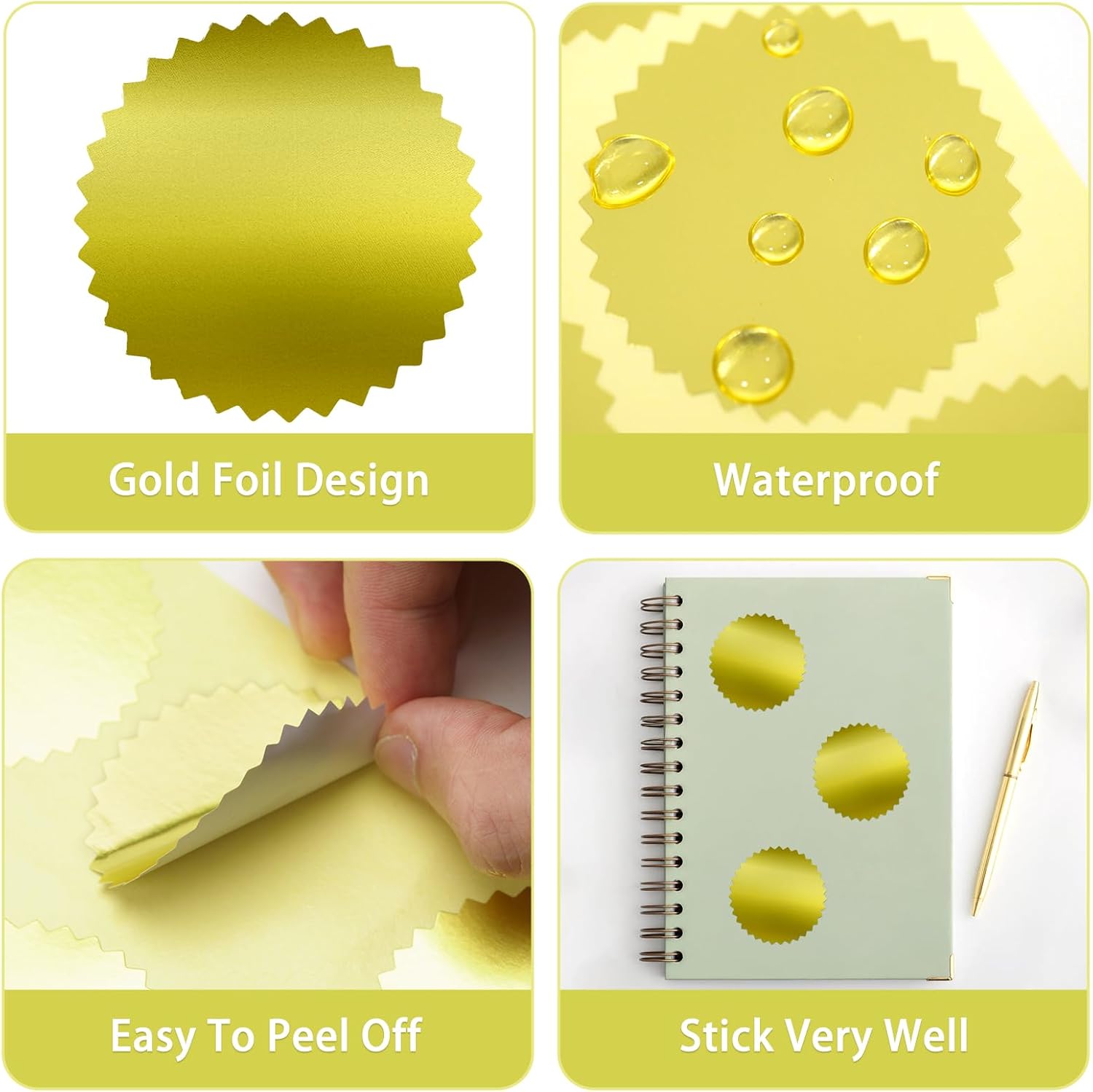 Embossing Stickers,200Pcs 2'' Gold Foil Seals Stickers for Certificates,Self-Adhesive Envelope Seal Label Sticker with Serrated Edge,Blank Embosser Stamp — image 3