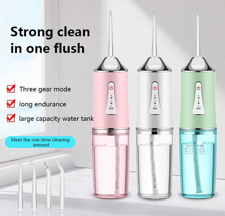 White Electric Portable Water Flosser - Smart 4-Head Oral Irrigation Teeth Cleaner, Pulse Cleaning for Home Use โ image 2