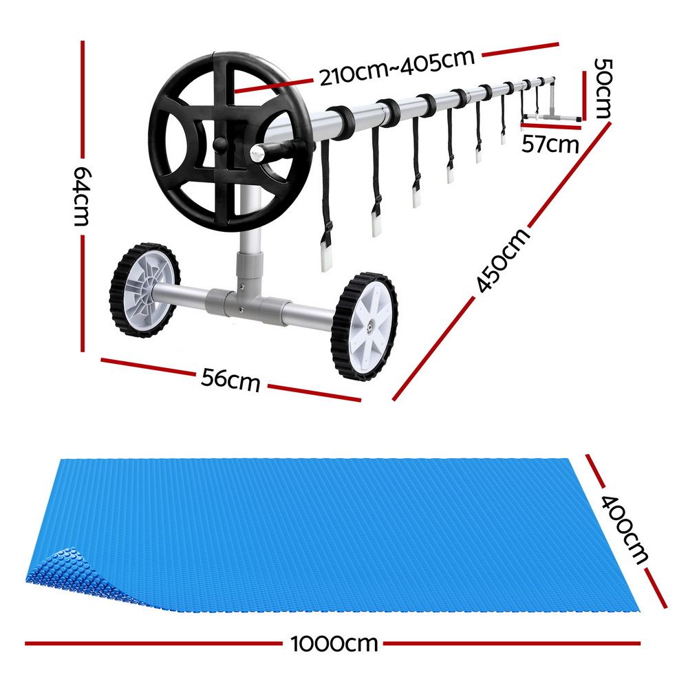 Aquabuddy Pool Cover 500 Micron 10x4m Blue Swimming Pool Solar Blanket 4m Roller — image 2