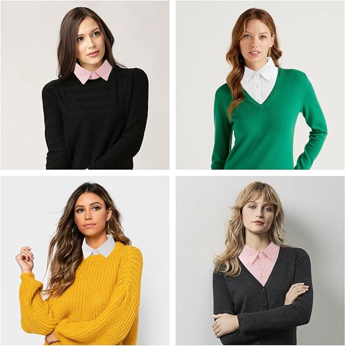 Set of 2 Women's Shirt Collars - Detachable Pointed Collar Basic - Collars for Women - Detachable Women's Collars to Wear Undergarments - Shirt Collar - Faux — image 3