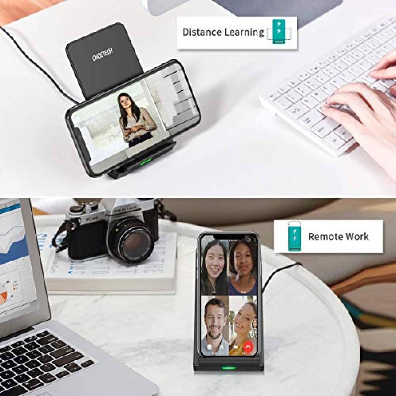 CHOETECH MIX00087 (T524S+T511S) Qi 10W/7.5W Fast Wireless Charging Stand and Pad โ image 6