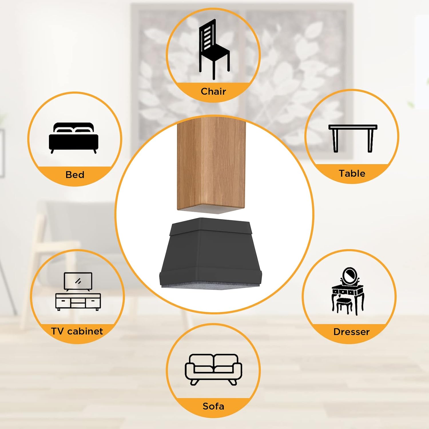 16 PCS Square Silicone Chair Leg Floor Protector, Chair Leg Cover, Furniture Leg Protector, Mobile Table and Chair Leg Cover, Protect The Floor from β image 6