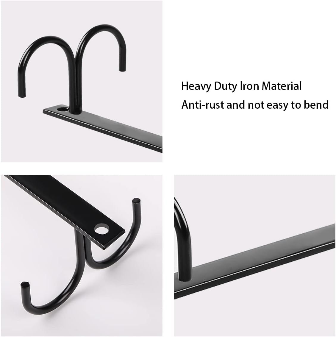 2 Piece Under Cabinet Mug Holder 8 Hooks Black โ image 3