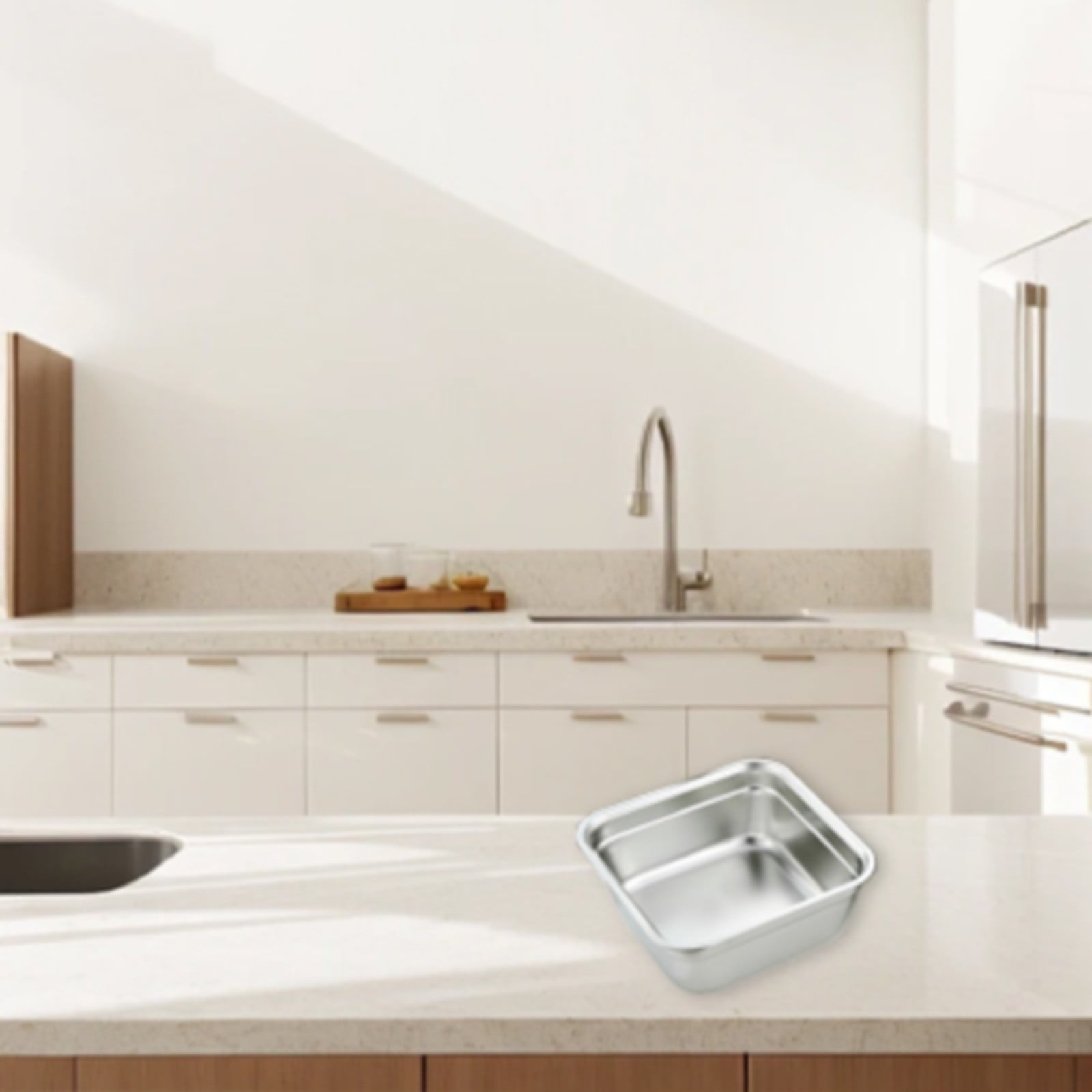 Closure Bags and Lids and Boxes, 1Pc Dish Tub for Kitchen Sink Square Stainless Tub with Smooth and Wide Edge Stackable Stable Flat Bottom Multi Purpose Wash โ image 6