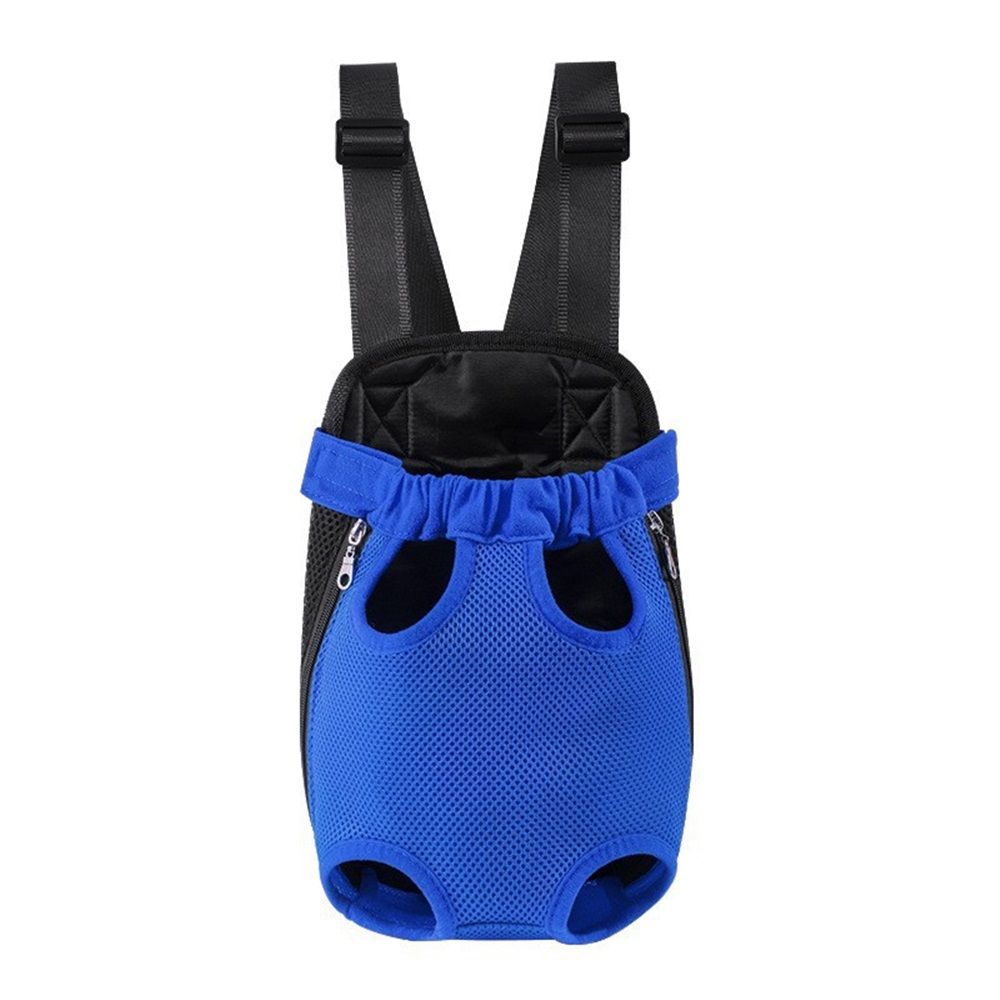 Pet Dog Carrier Backpack, Portable Breathable Mesh Chest Carrier, Polyester Woven Double Shoulder Pet Bag for Outdoor Adventures (Blue, S)