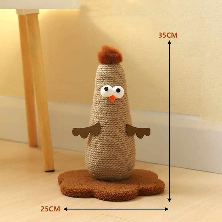 Coffee Adorable Chick Cat Scratching Post - Durable Sisal Rope Scratcher Toy for Cats & Kittens โ image 3