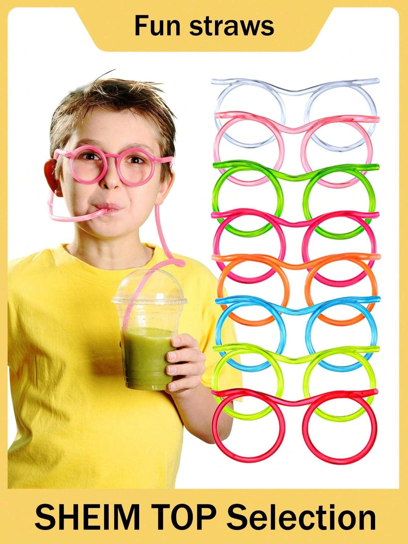1pc Extra Long Slouchy Glasses Straw Funny Eyeglasses Novelty Tasteless Drinking Straw Quirky Flexible Beverage Accessories Ideal For Parties — image 2