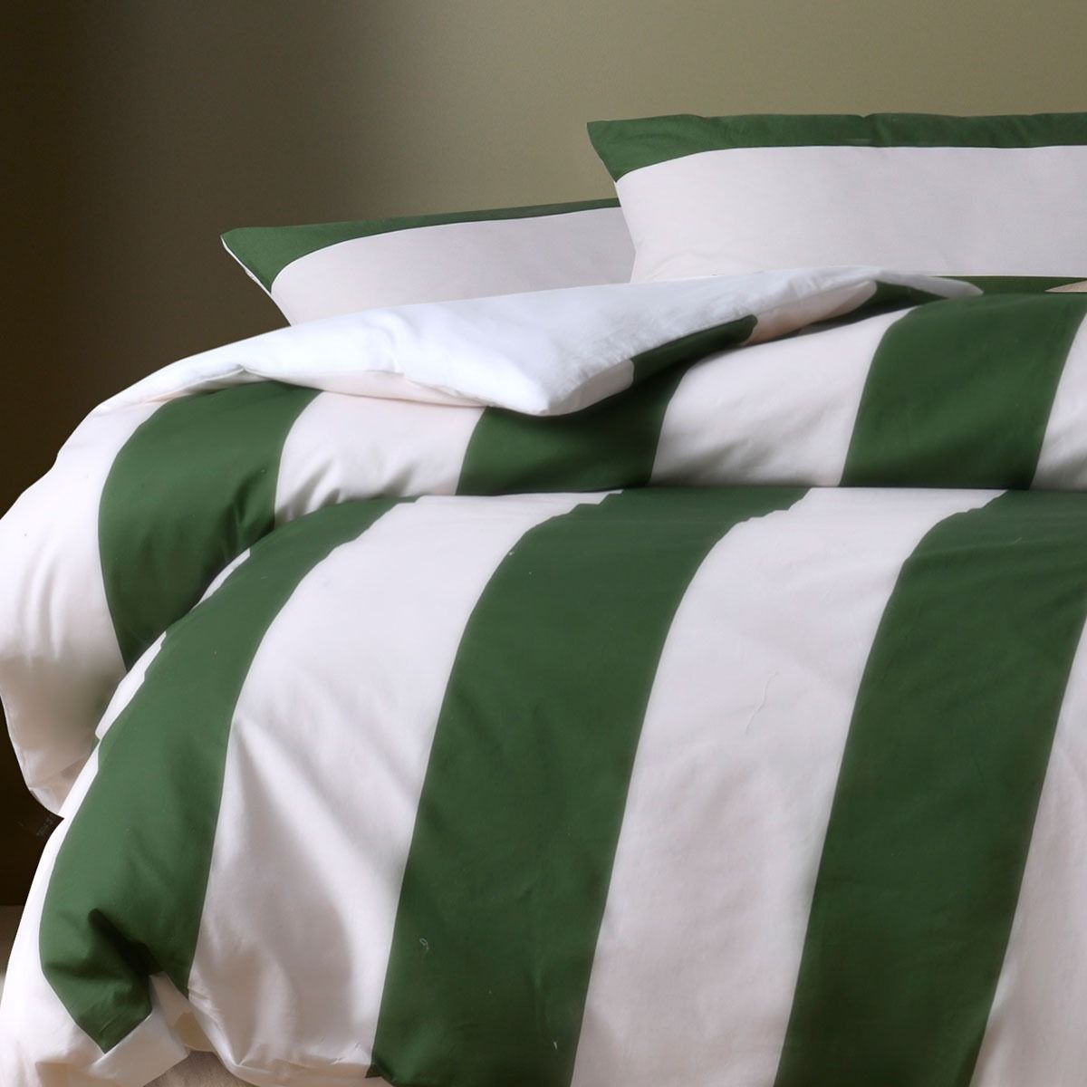 Accessorize Regency Green Striped Washed Cotton Quilt Cover Set Queen — image 3