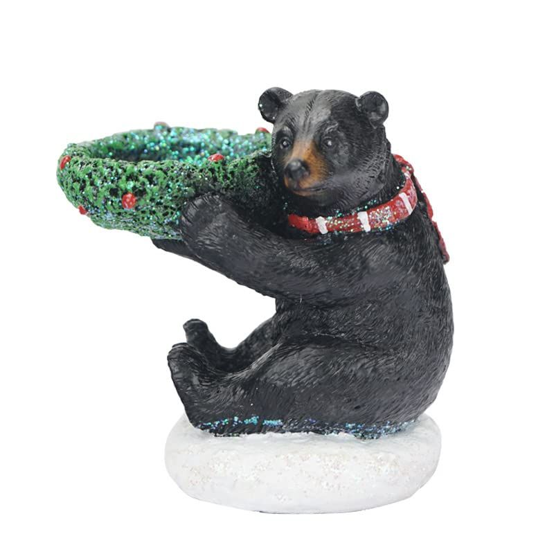 Black Bear Candle Holder, Bear Wishing Candle Holder Statue Candle Holder Bear Cartoon Bear Tea Light Candle Holder — image 3