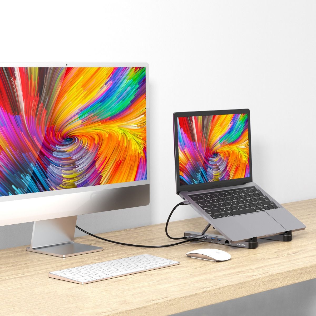 mbeat Stage P5 Portable Laptop Stand with USB-C Docking Station - Space Grey โ image 4