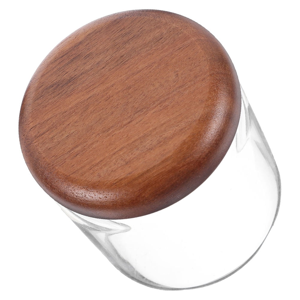 Small Glass Jar with Airtight Wooden Lid, Food Storage Canister for Cereal, Snacks, Coffee, Kitchen Organization β image 6