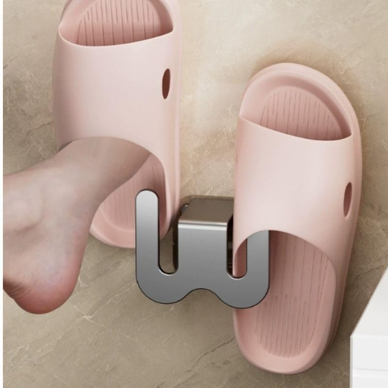 Wall-Mounted Aluminium Slipper Holder - Self-Adhesive Space-Saving Organizer - 2 Pack — image 4