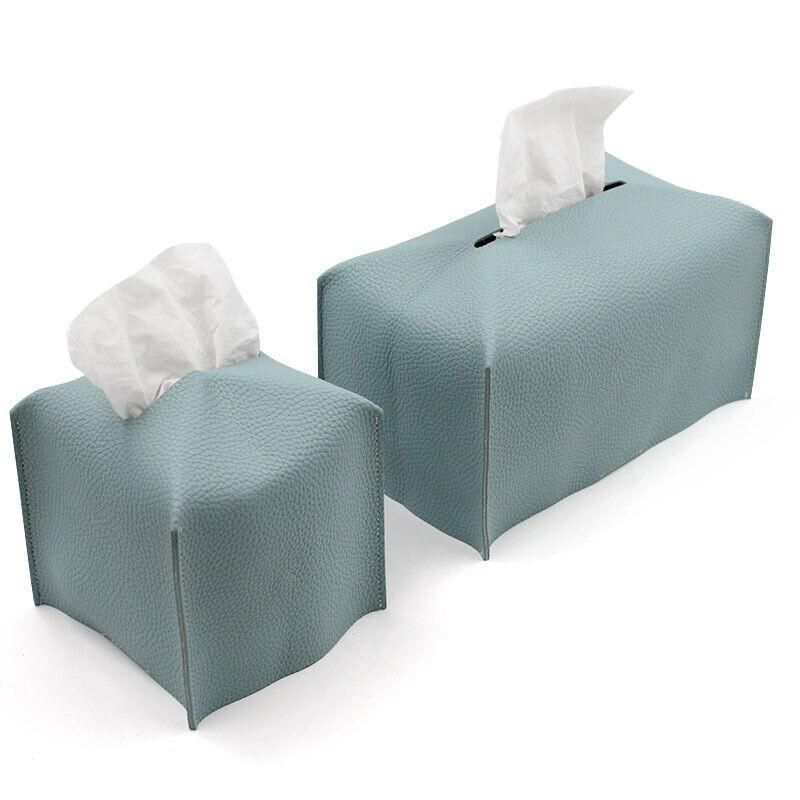 Large Size Tissue Box Dispenser Paper Holder Napkin Case Pu Leather Cover - Green โ image 5
