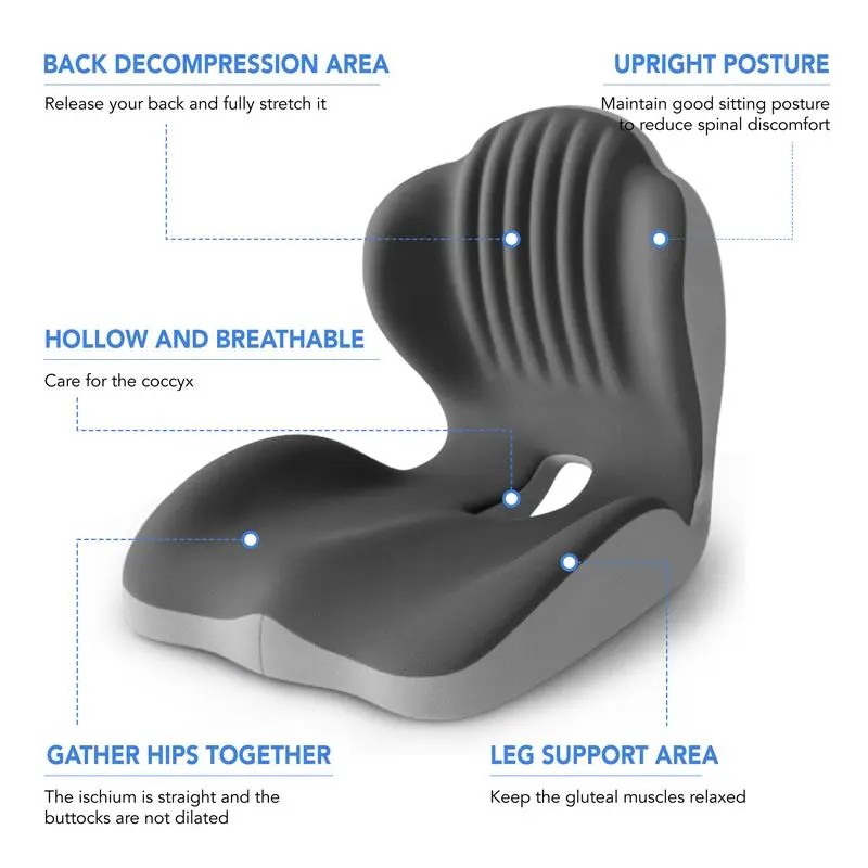 Ergonomic Memory Foam Seat Cushion provides comfortable lumbar and back support, suitable for office chairs and car seats. Reduces pressure and relieves back โ image 4