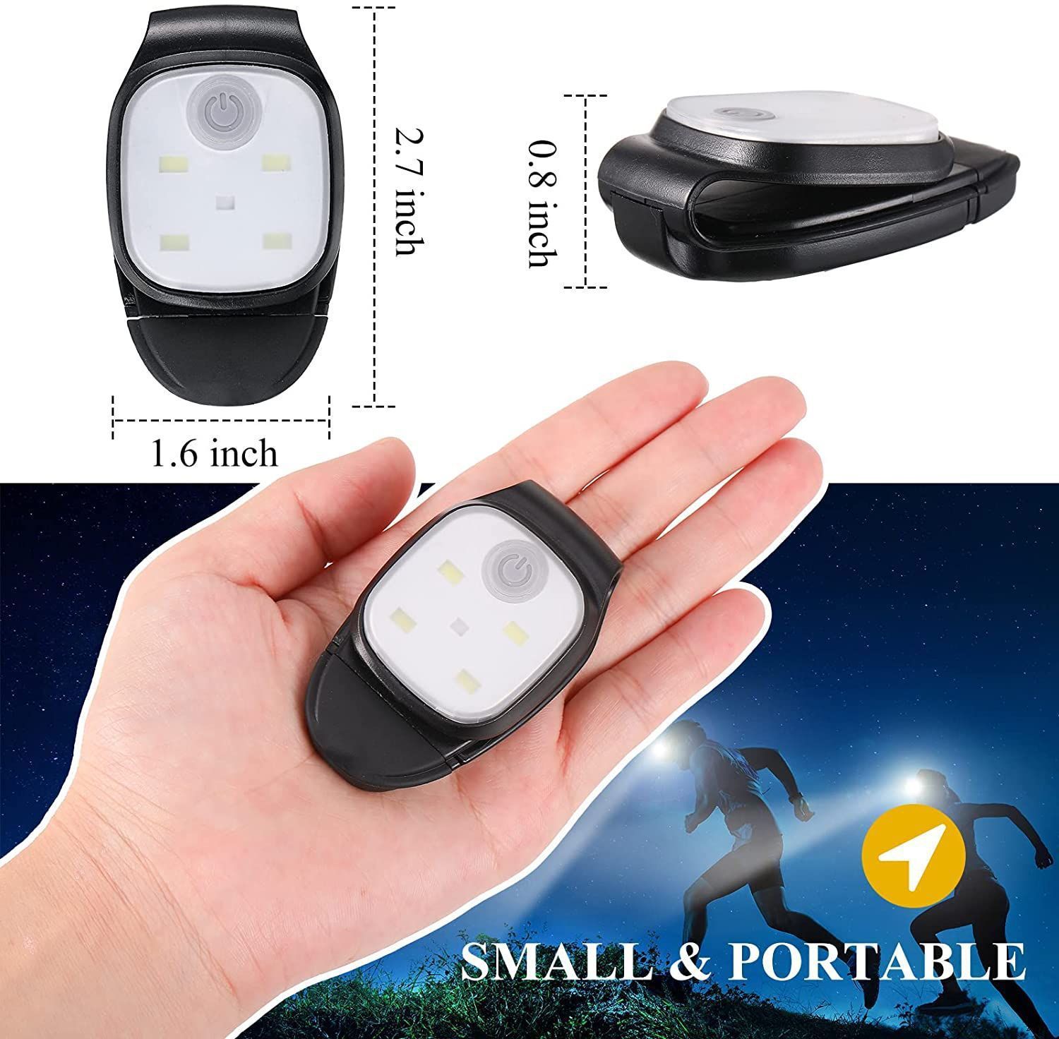 Outdoor Night Clip on Running Lights Reflective USB Rechargeable LED Light Lightweight Running Gear Plastic Safety Light Running — image 5
