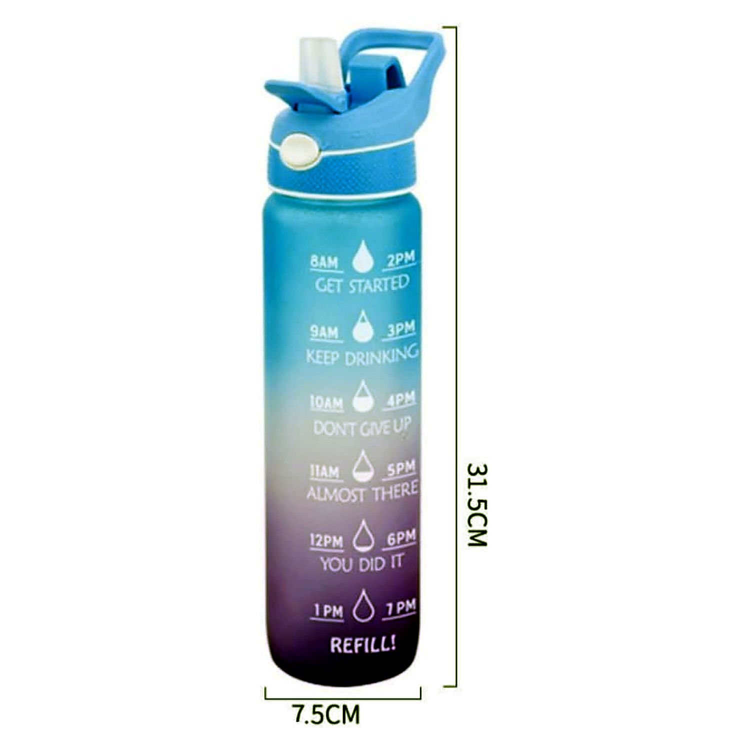 Trywise Water Bottle with Straw BPA Free Tritan Spray Function Matte Black, 1 L — image 2