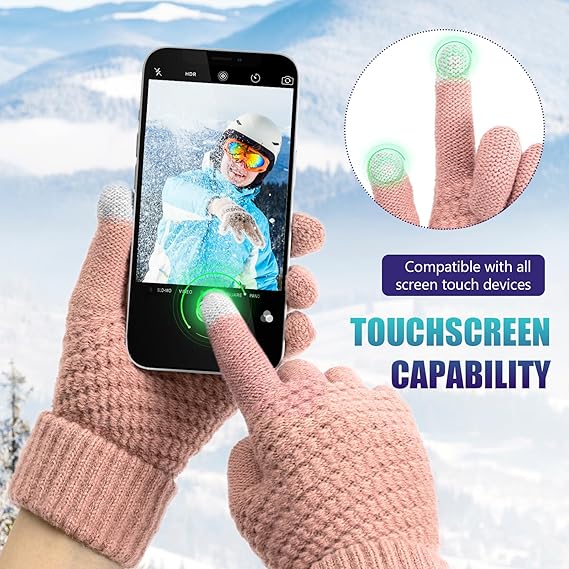 Winter gloves - women's winter gloves - warm - soft - touchscreen gloves - winter gloves for women - suitable for cold weather - knitted gloves - 4 pairs โ image 4