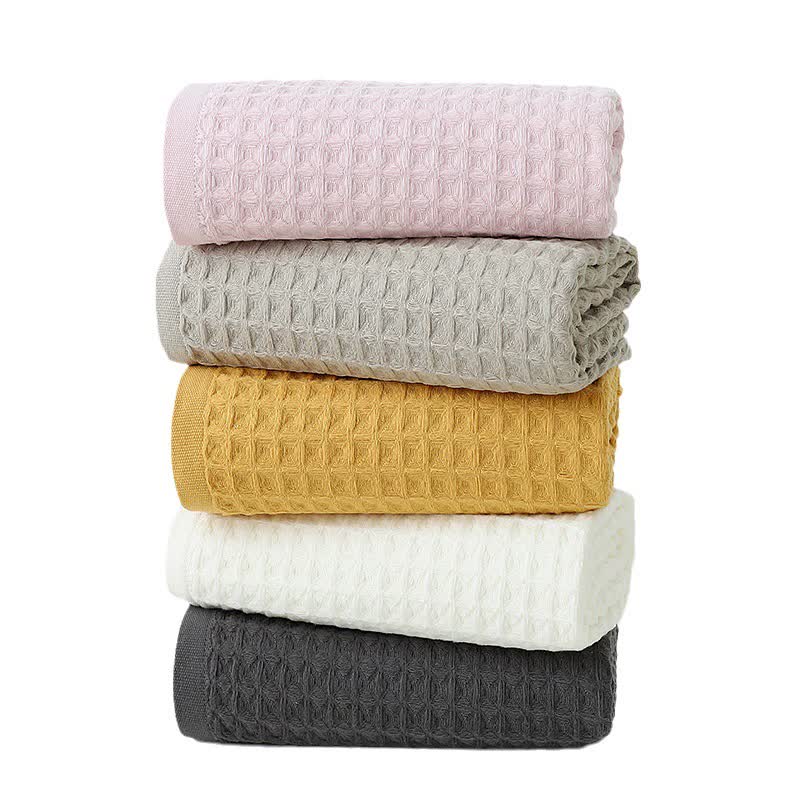 Light Brown Luxury Cotton Waffle Bath Towel, Soft, Quick-Drying, Water Absorbent, Unisex โ image 4