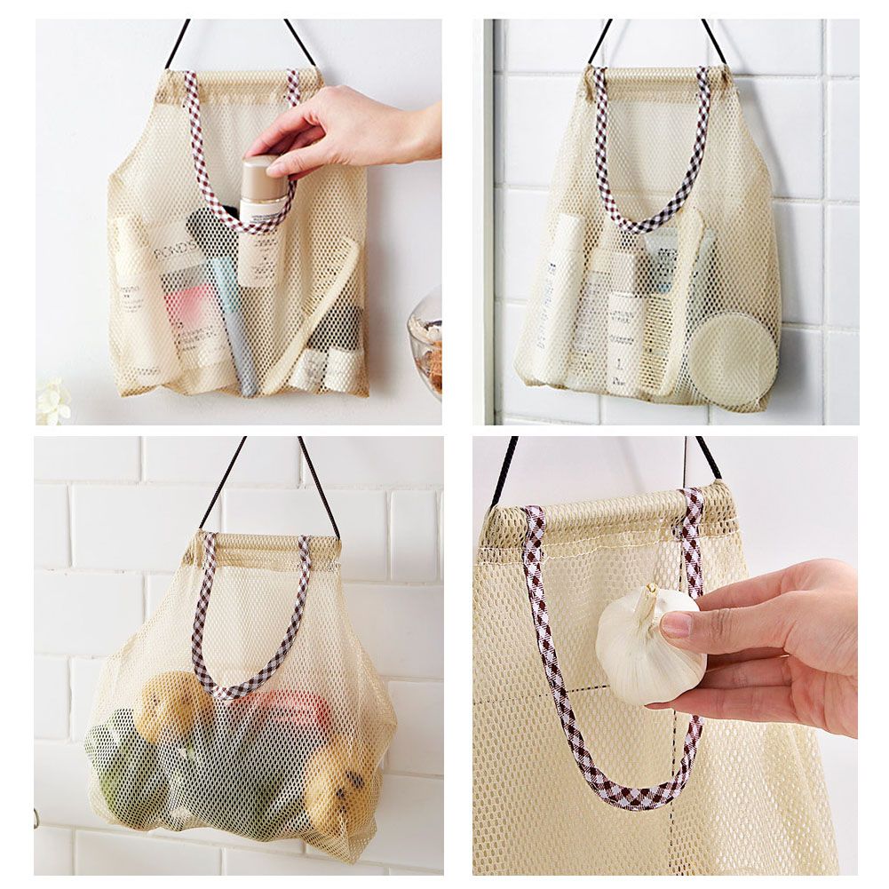 3Pcs Fruit Hanging Mesh Storage Bags for Potatoes Onions Vegetables Reusable Net Storage Tote Bags โ image 2