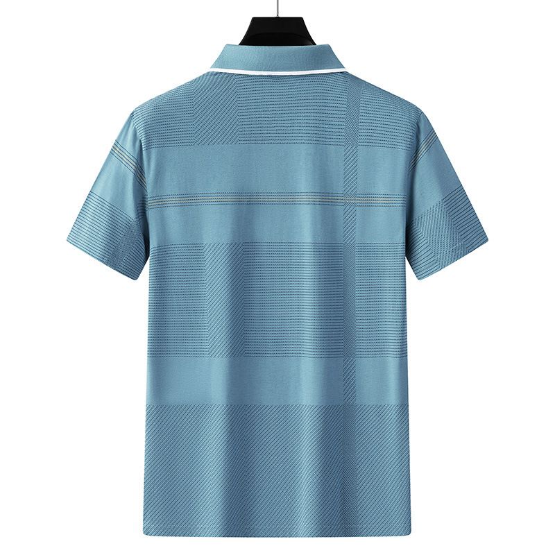 Men Summer Cotton Polo Shirt Loose Breathable B001 sapphire blue XXXL โ image 4