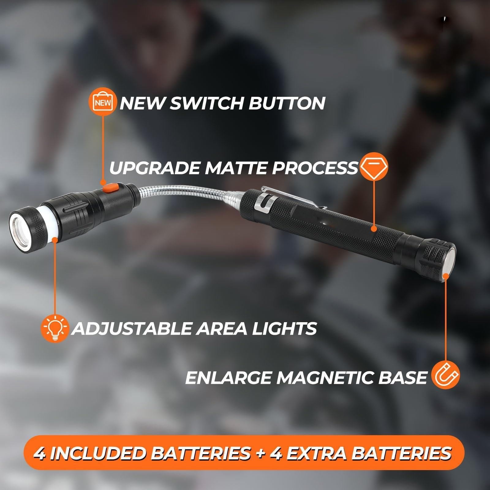 1 Piece Magnetic Pickup Tool, Gifts for Men, Telescoping Magnet Flashlight, Gifts Idea & Stocking Stuffers for Men, Black, 59.9 cm โ image 6