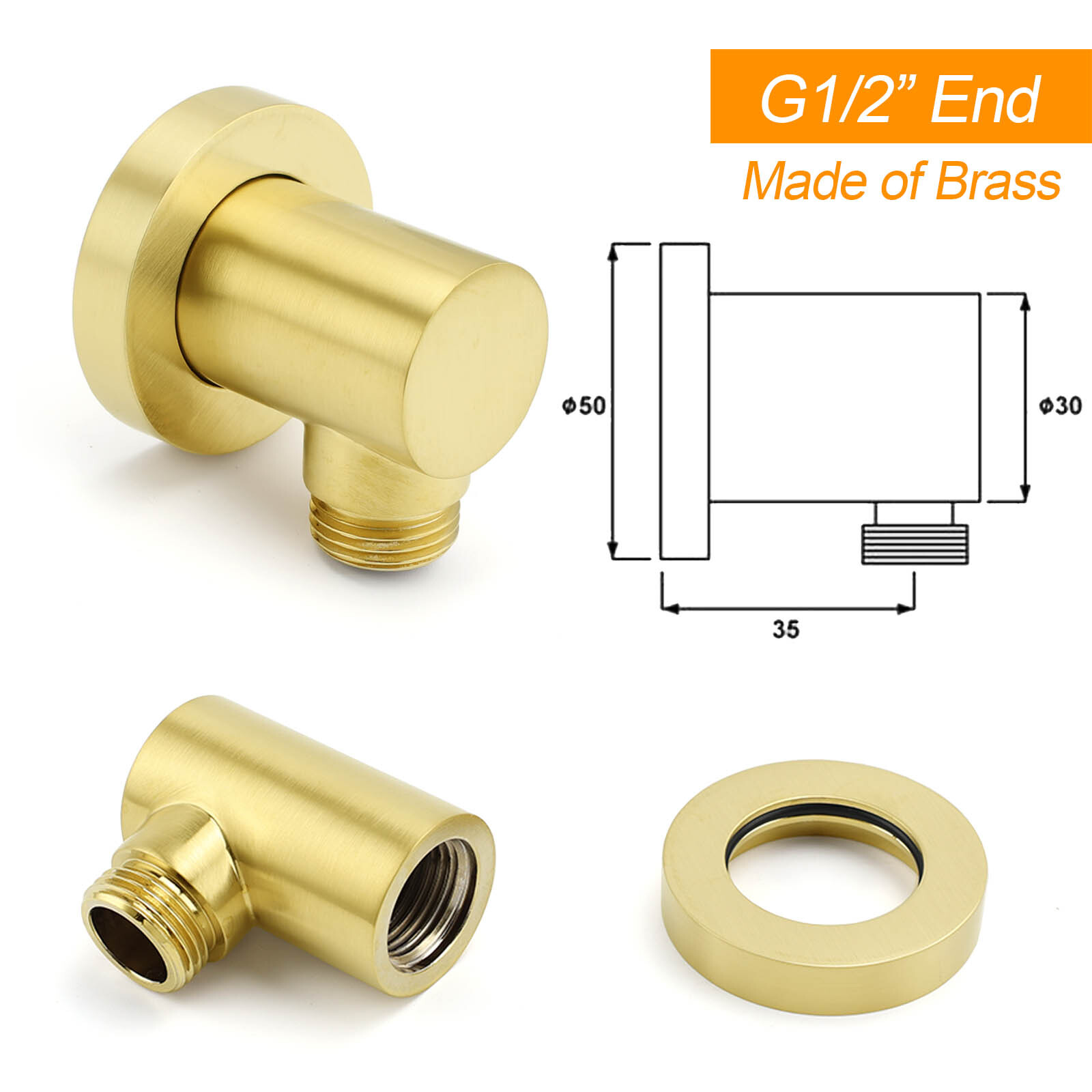 WELS Brushed Gold Shower 8" Round Head Stainless Steel Handheld Rose Sliding Rail Mixer Dual Set โ image 6