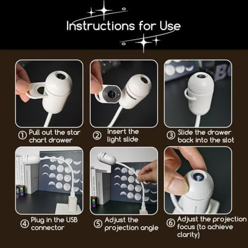 12Films 2-in-1 Galaxy Projector Night Light 5D Holographic Night Light Projector USB Plug Star Projector 360° Adjustable Mini Ocean Projector for Bedroom — image 6