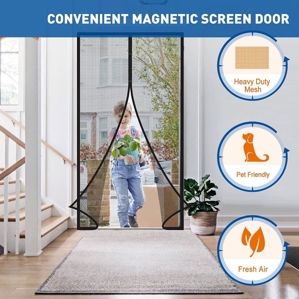 Magnetic insect screen door with automatic closing, quiet durable scratch-resistant breathable mesh for insect and mosquito protection, 120x210cm — image 4