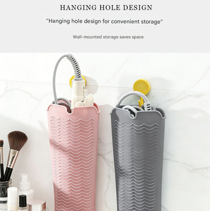 Pink 2-in-1 Silicone Wave Anti-Scalding Mat & Pouch for Hair Tools (2-Pack) - Travel-Ready Heat-Resistant Hanging Storage Bag โ image 3