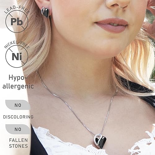 Infinity Love Heart Necklace, Birthstone Necklace for Women, Jewelry for Women with Healing Crystals, Allergy Free Pendant Necklace-13b-Protection-Jet Black โ image 2