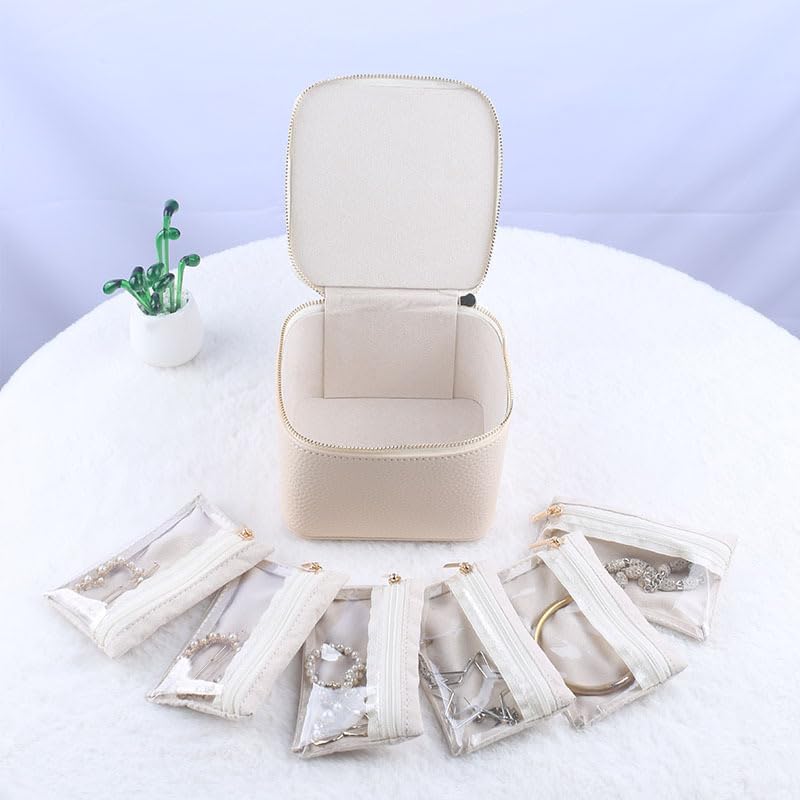 Trendy Jewelry Box with Portable Travel Pouches for Earrings Rings Necklaces - Airtight Seal Smart Compartment System Travel-Safe Lock Compact Lightweight 360° — image 2