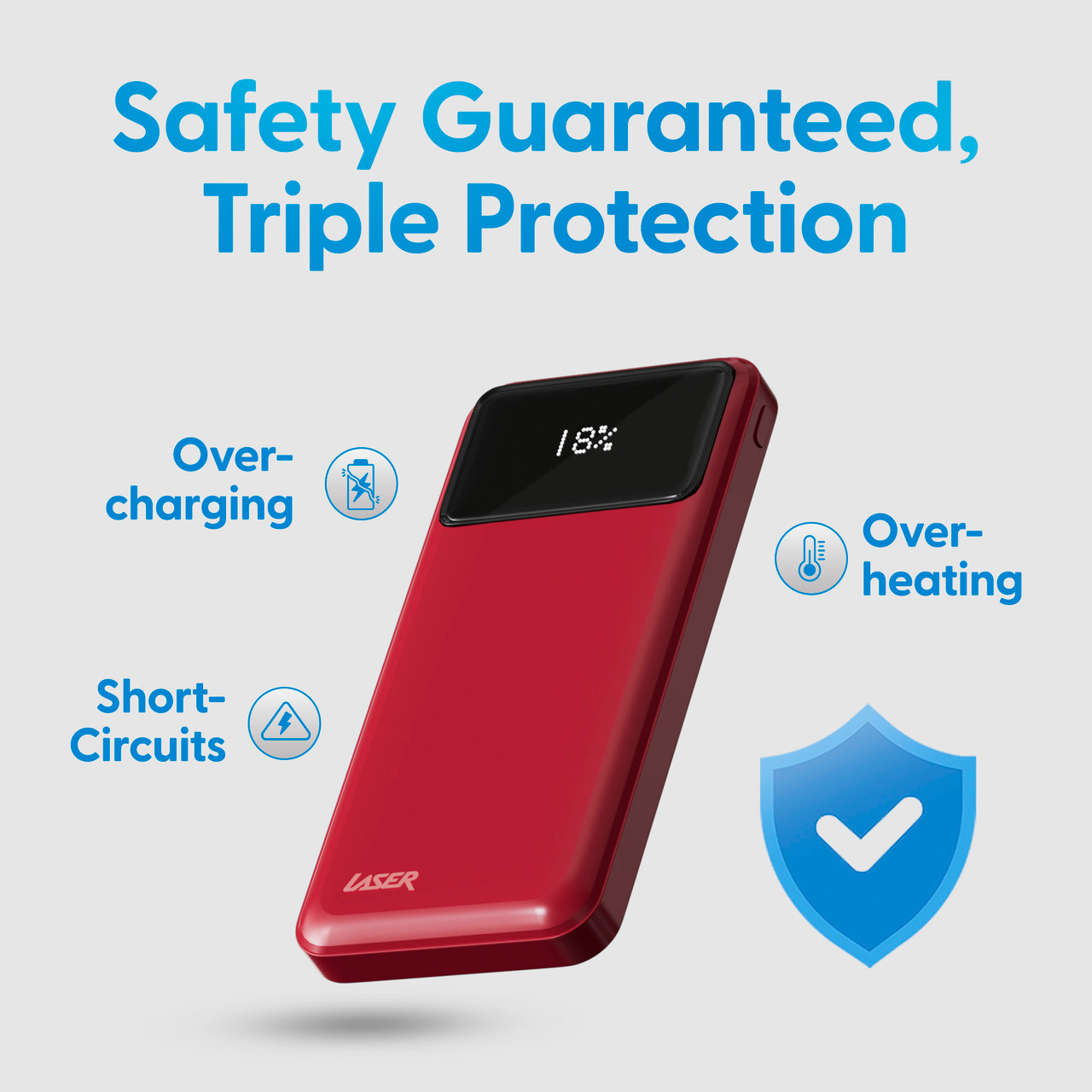 Laser 10000mAh Powerbank 18W PD with LED Indicator Red β image 6