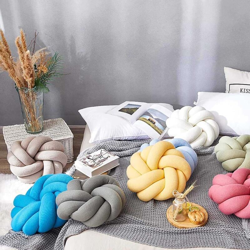 Round Knotted Cushion, Milk White, 20 cm — image 3