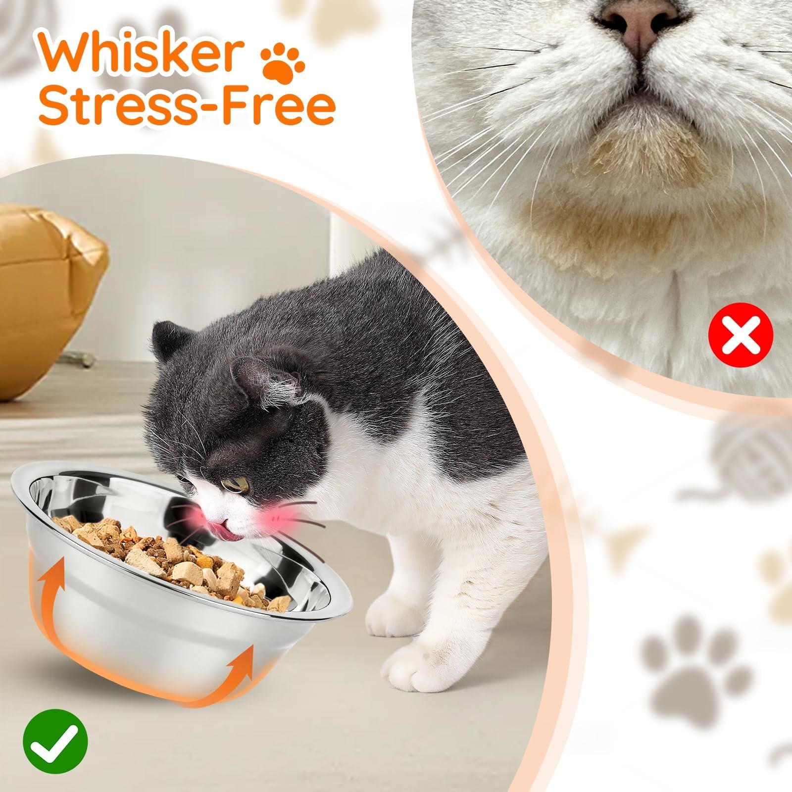 Elevated Cat Bowl Set with 3 Stainless Steel Bowls and 15° Angled Stand, Ideal for Indoor Cats and Small Dogs to Promote Healthy Eating and Digestion — image 5