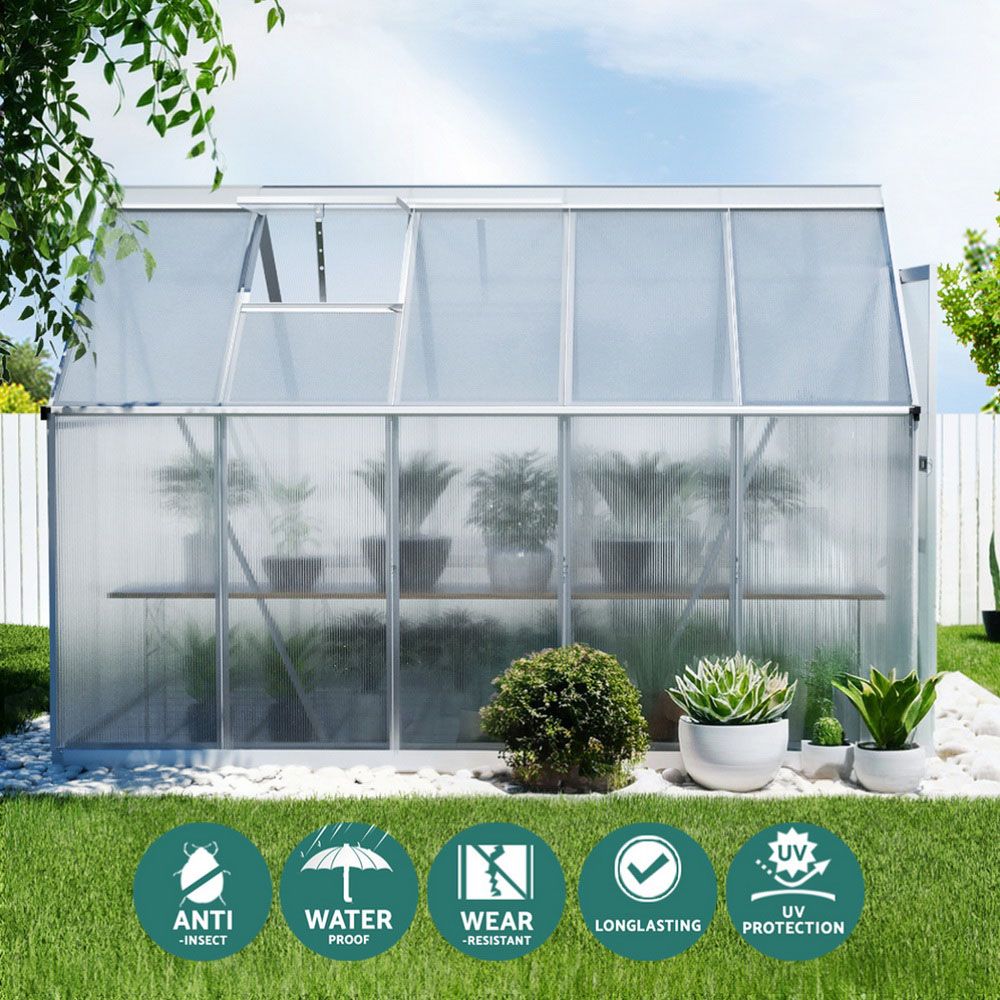 Green Fingers Greenhouse Aluminium Polycarbonate Premium Garden Storage Shed 3.1Mx1.9Mx2.0M — image 4